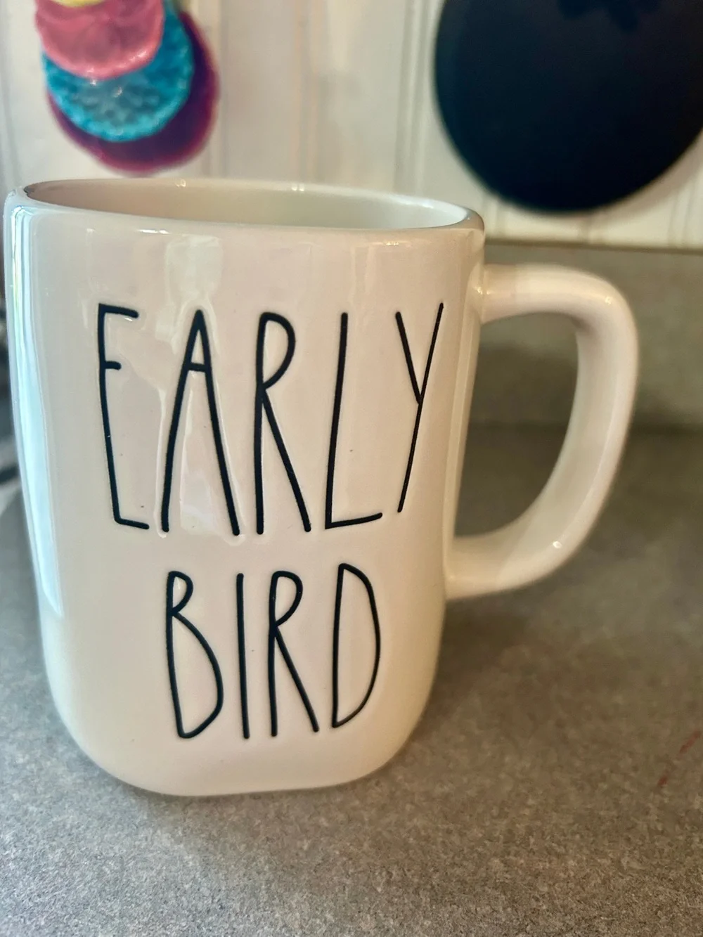 Rae Dunn EARLY BIRD White Ceramic Mug